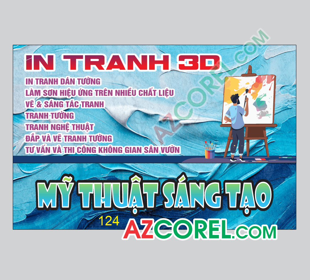 Biển QC In tranh 3D file thiết kế CorelDRAW x7