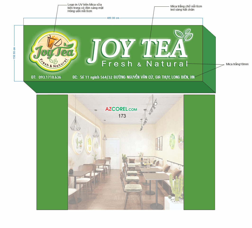 Biển quảng cáo trà sữa Joy Tea Fresh & Natural