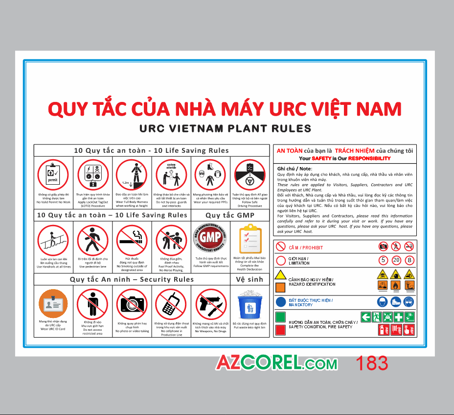 Bảng quy tắc của nhà máy URC Việt Nam file corel