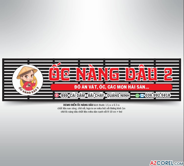 Biển quảng cáo Ốc Nàng dâu 2 file corel x7