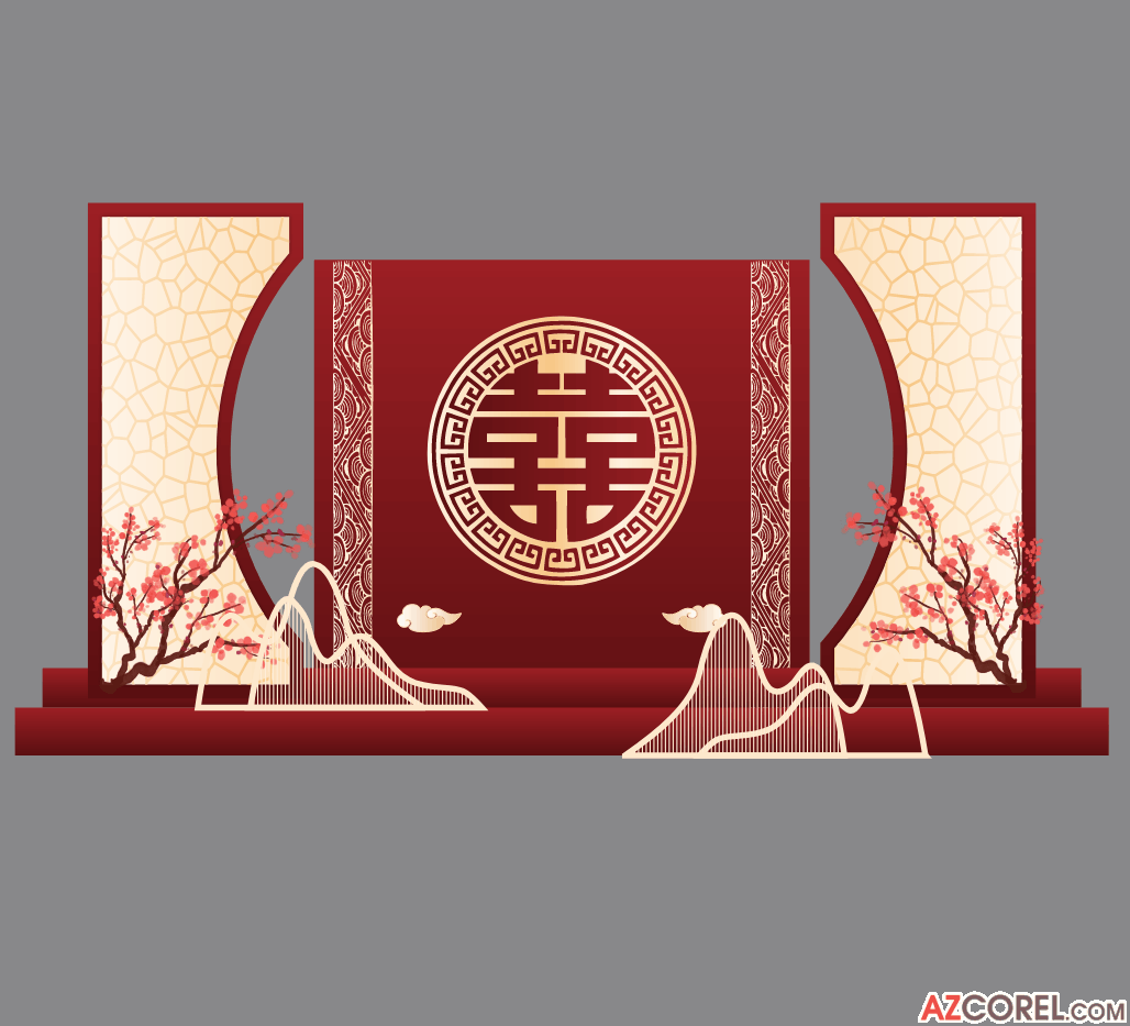 Backdrop trang trí Gia Tiên Lễ Vu Quy #11 file corel