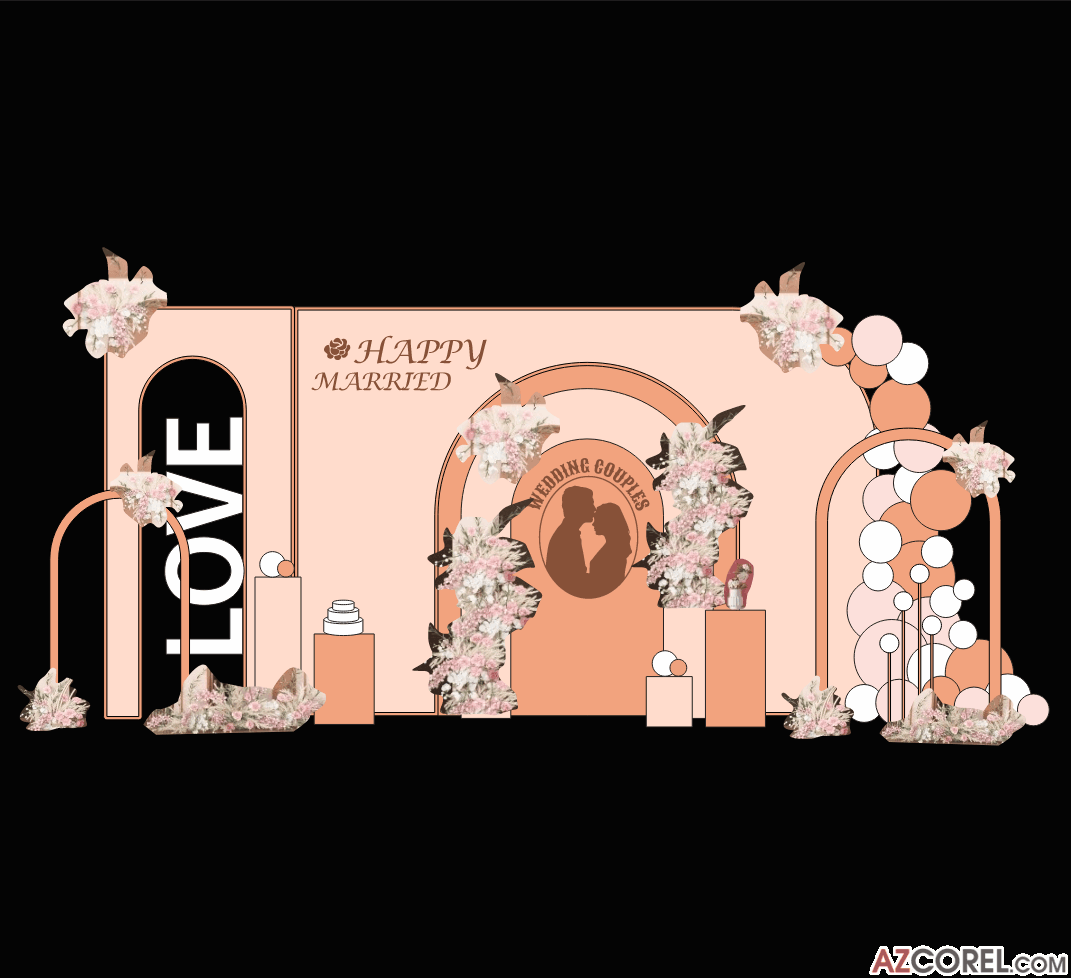 Backdrop trang trí Gia Tiên Lễ Vu Quy #15 file corel