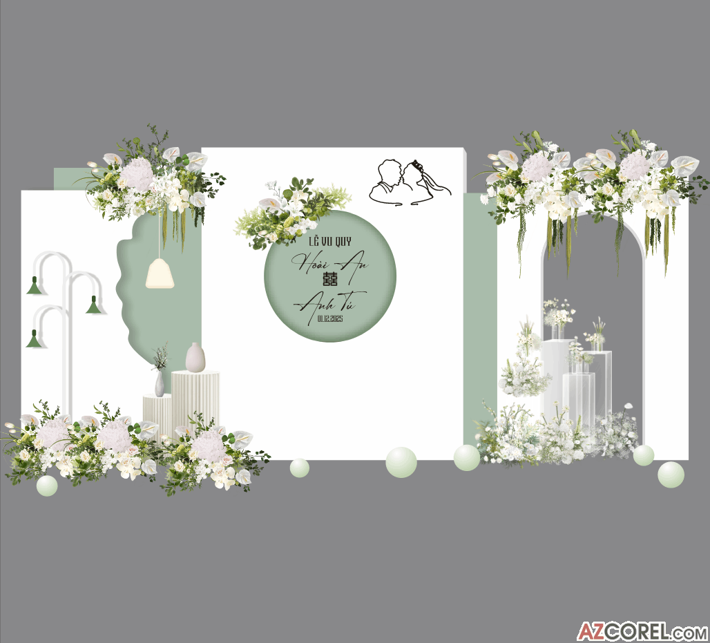 Backdrop trang trí Gia Tiên Lễ Vu Quy #16 file corel