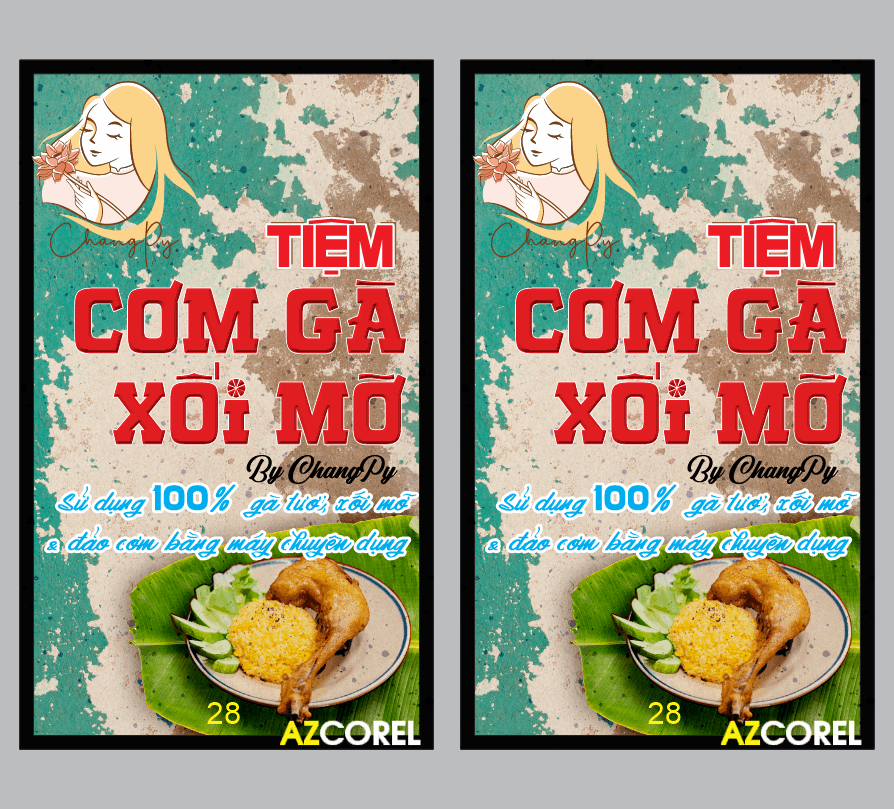 Thiết kế mẫu Tiệm Cơm Gà Xối Mỡ file CorelDRAW