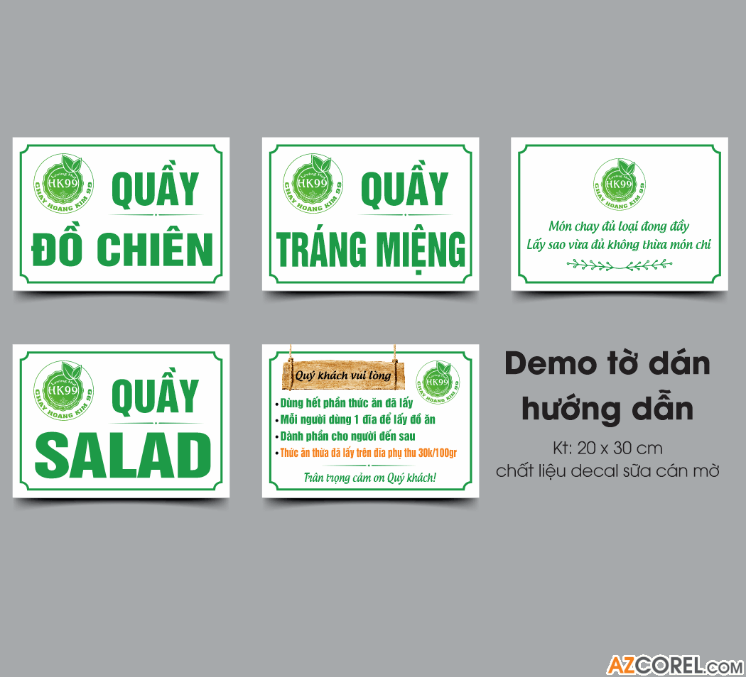 Bảng hướng dẫn trong nhà hàng chay Hoàng Kim 99