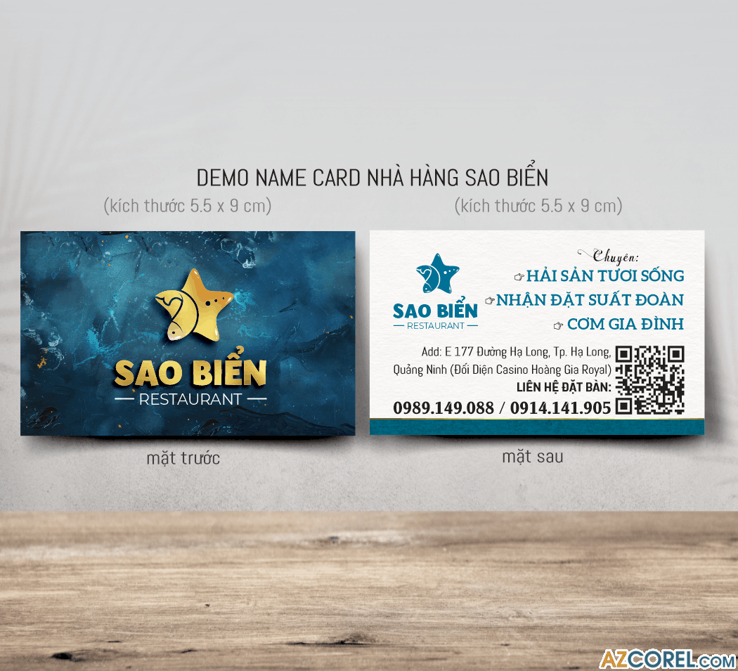 Demo Name card nhà hàng Sao Biển file corel
