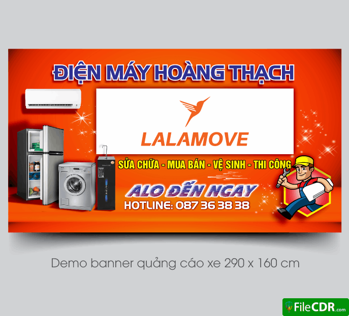 Demo banner quảng cáo Điện máy Hoàng Thạch file cdr