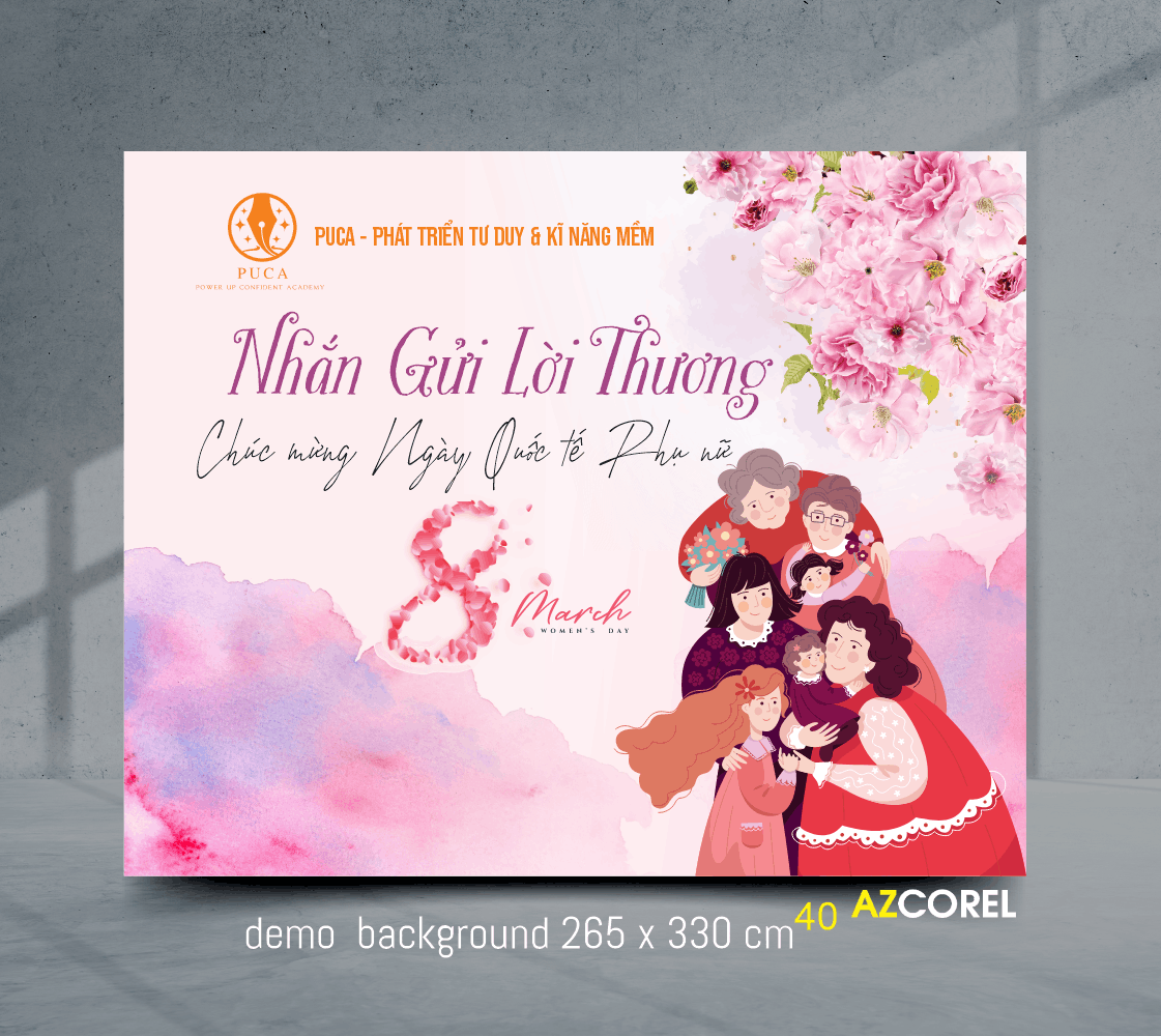 Mẫu Backdrop Nhắn gửi lời yêu thương 8/3 2026