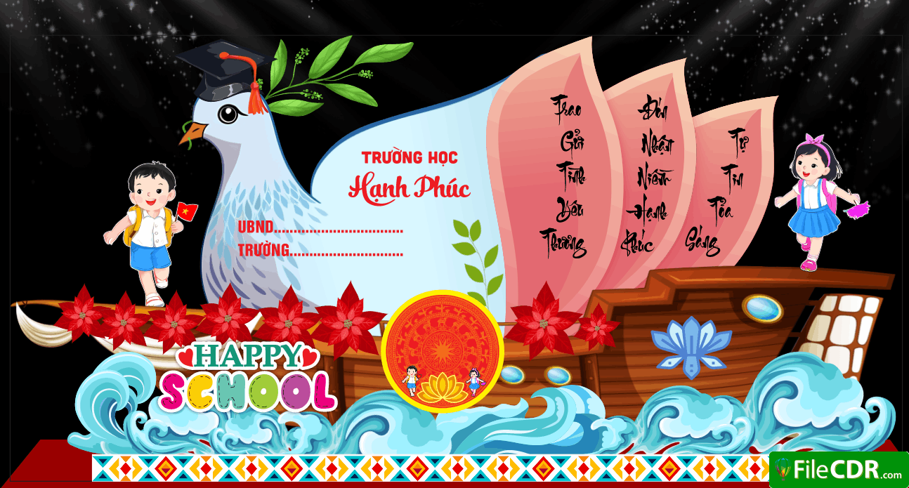 Mẫu môn hình trường học hạnh phúc Happy school