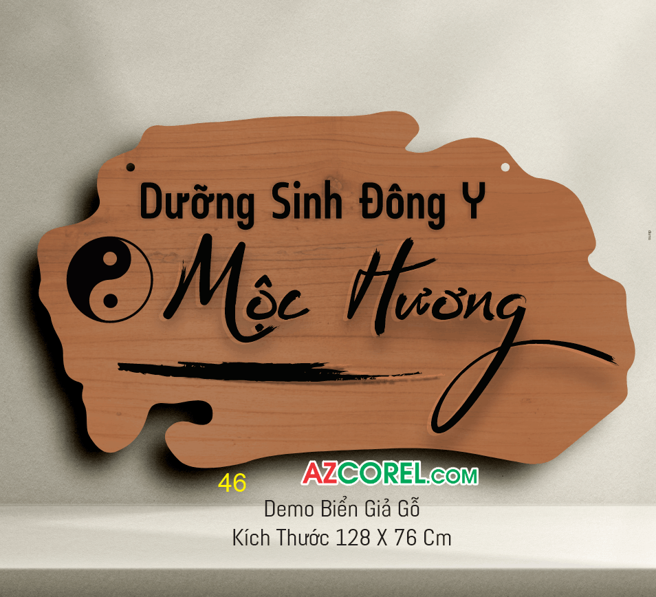 Thiết kế Biển giả Gỗ cửa hàng Dưỡng sinh đông Y