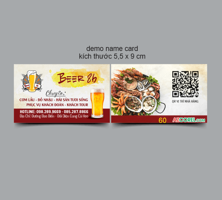 Demo Name Card nhà hàng Beer 86 đồ nhậu