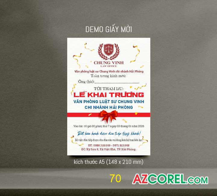 Mẫu giấy mời Lễ Khai Trương Văn phòng luật sư