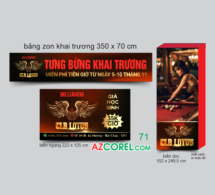 Mẫu biển quảng cáo Billiards - CLB Lotus khai trương
