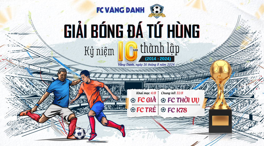 Backdrop GIẢI BÓNG ĐÁ TỨ HÙNG FC VÀNG DANH