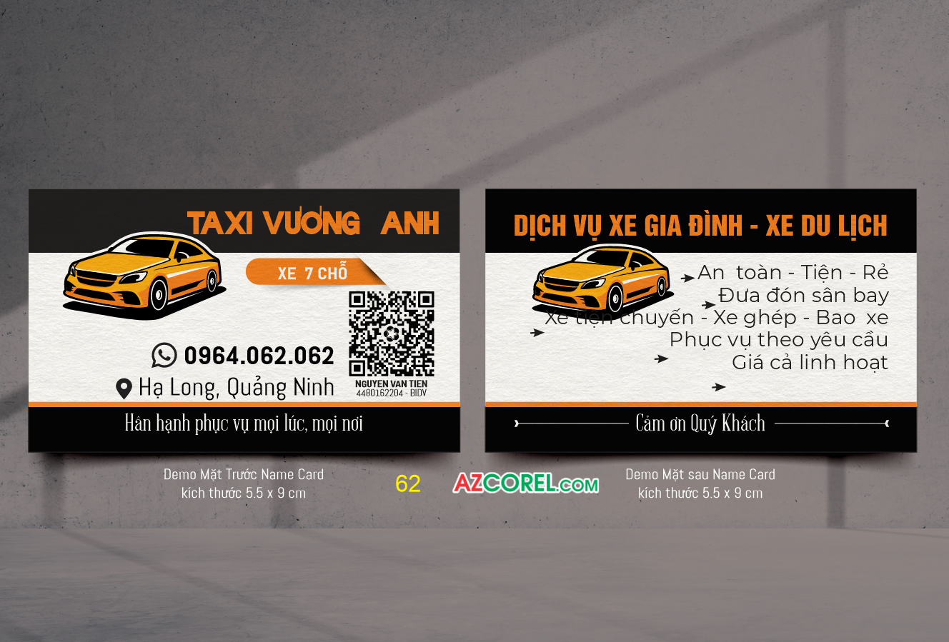 Mẫu demo Name Card Taxi Vương Anh file CorelDRAW