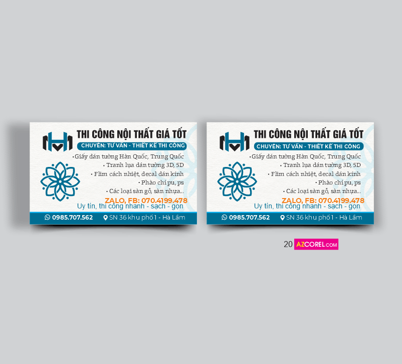 Mẫu thiết kế CARD VISIT Thi công nội thất giá tốt