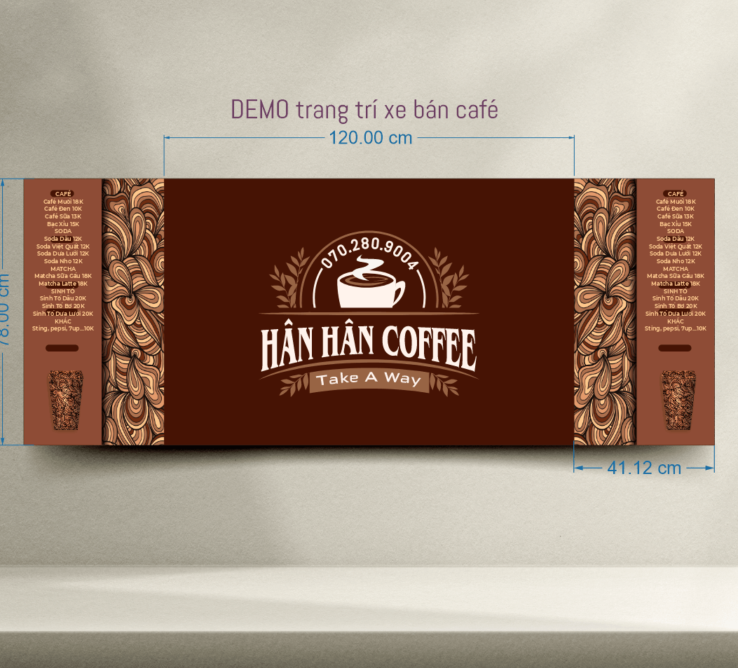 Mẫu thiết kế in decal trang trí xe bán cafe đẹp