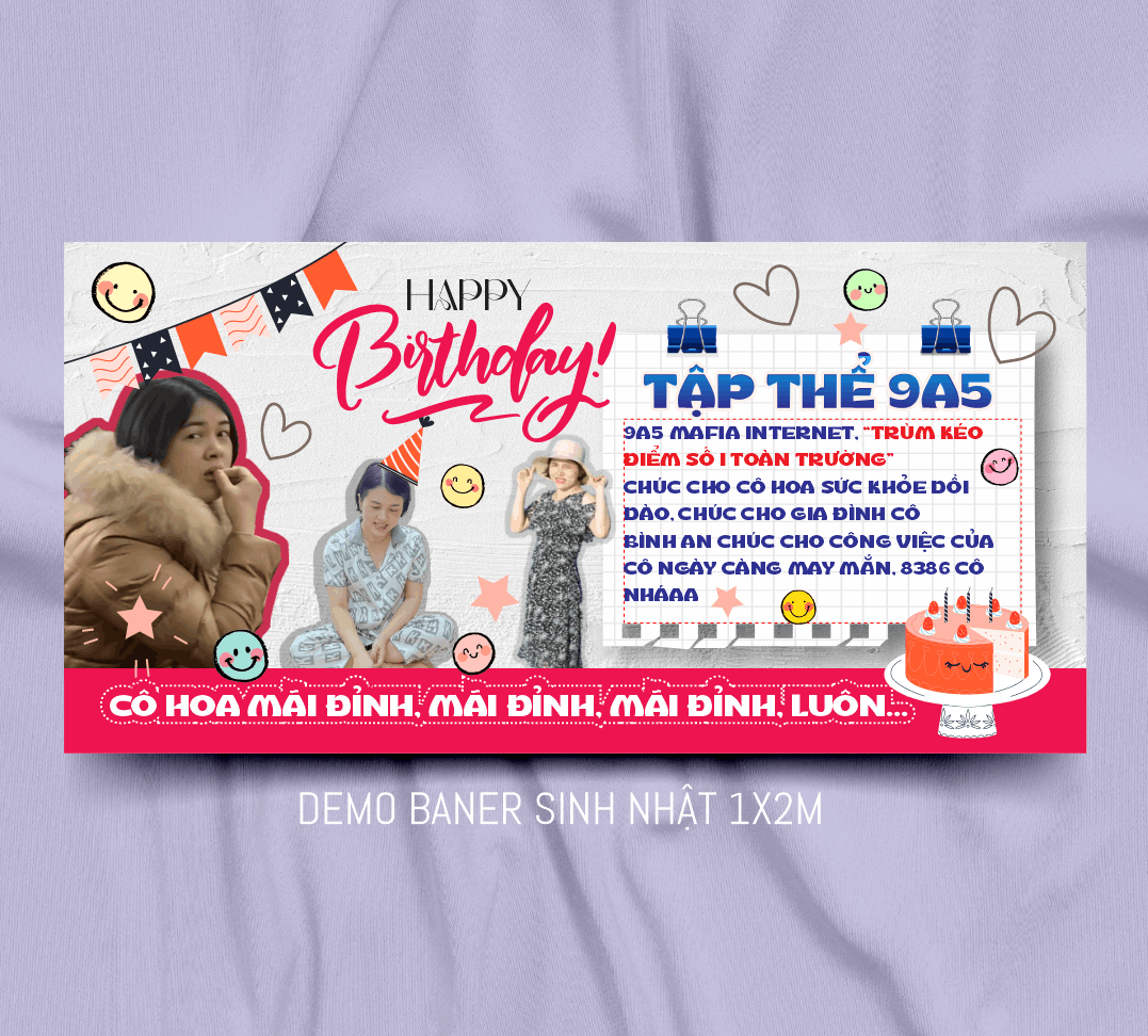 Mẫu thiết kế market sinh nhật cô giáo cấp 2