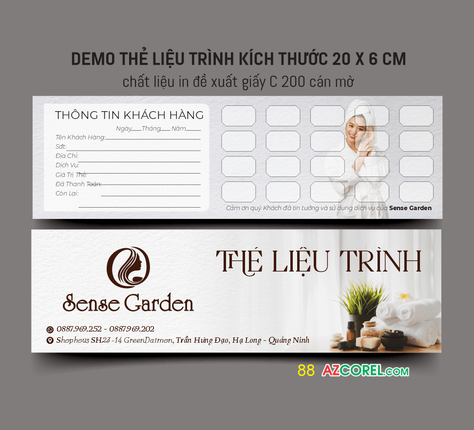 Mẫu thẻ Liệu trình Spa - dịch vụ làm đẹp