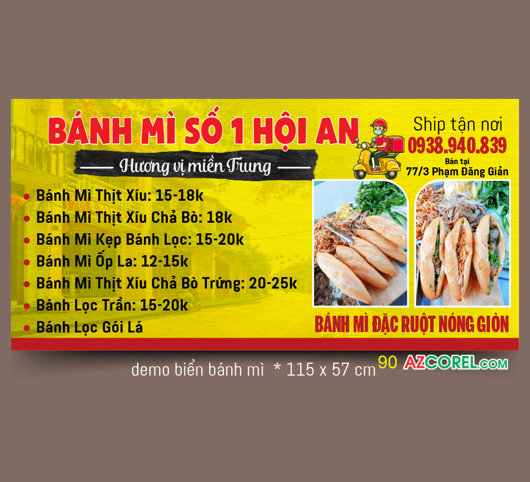 Biển quảng cáo Bánh mì số một Hội An file Corel