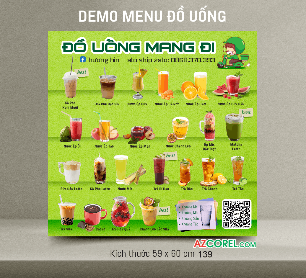 Mẫu thiết kế đồ uống mang đi Hương Hin file corel