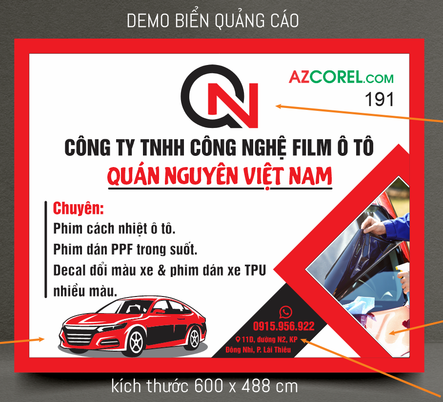 Biển quảng cáo công ty công nghệ film ô tô