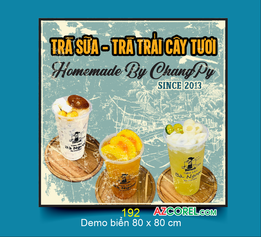Biển quảng cáo trà sữa - trà trái cây tươi