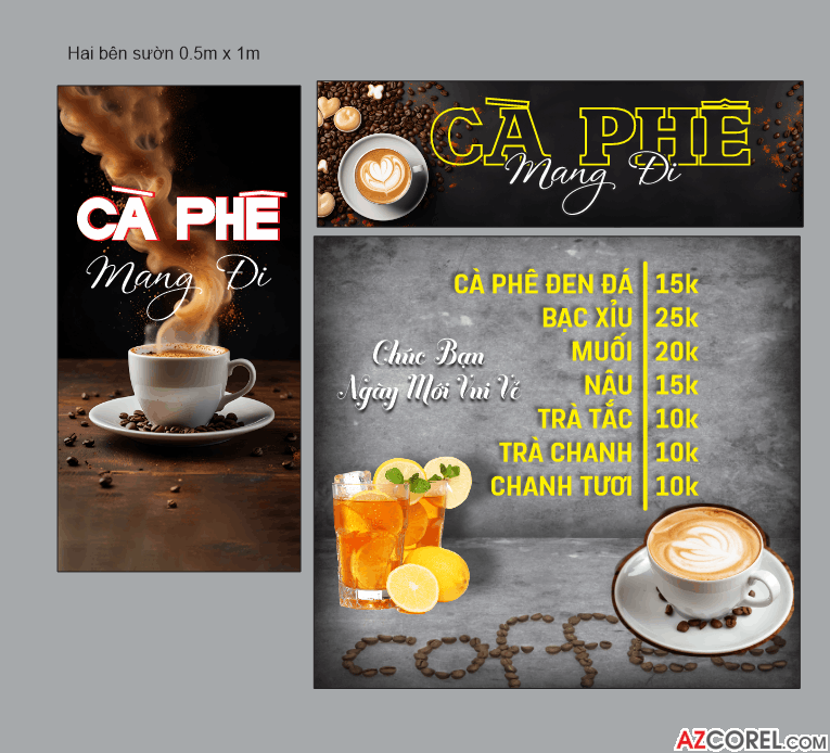 Biển quảng cáo Cà Phê Mang Đi coffee file corel