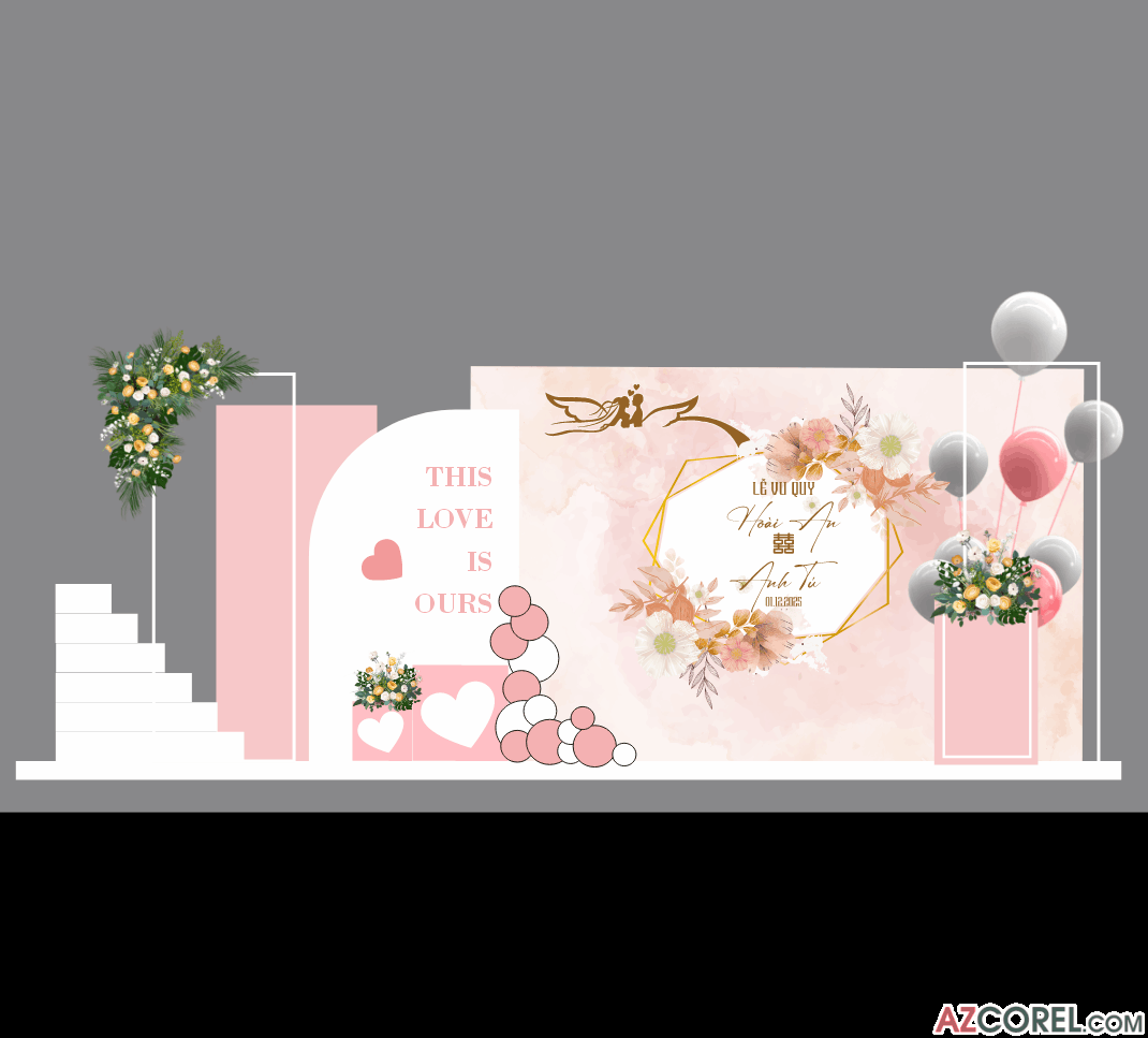 Backdrop trang trí Gia Tiên Lễ Vu Quy #2 file corel