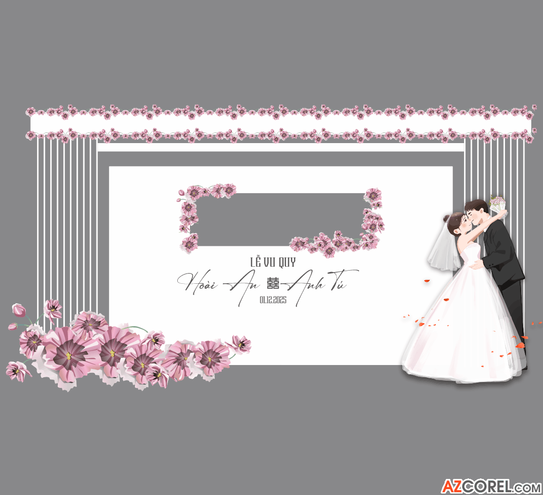 Backdrop trang trí Gia Tiên Lễ Vu Quy #4 file corel