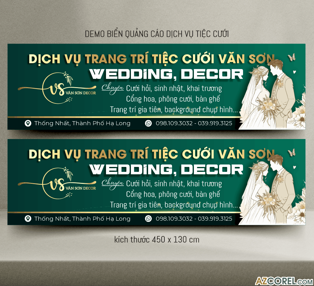 Biển QC DV trang trí tiệc cưới Văn Sơn Wedding Decor