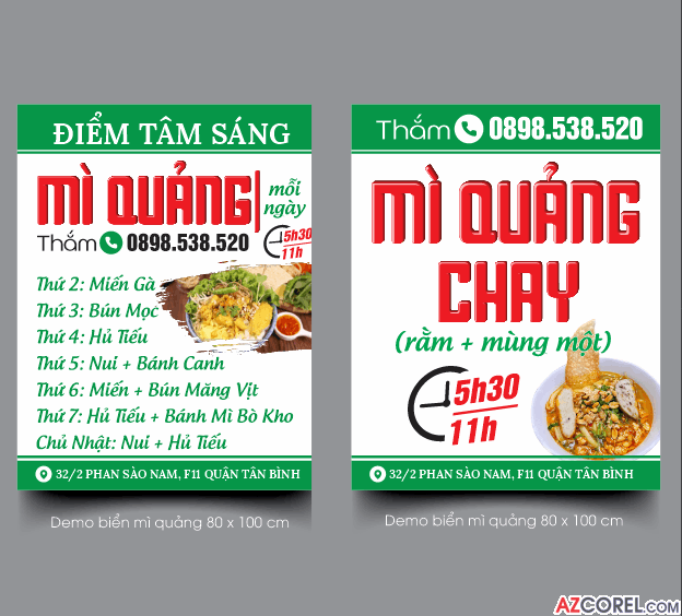 Biển quảng cáo điểm tâm sáng Mì Quảng