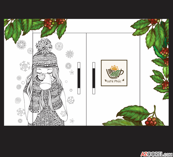 Trang trí cửa kính tiệm cà phê - trà sữa Phúc