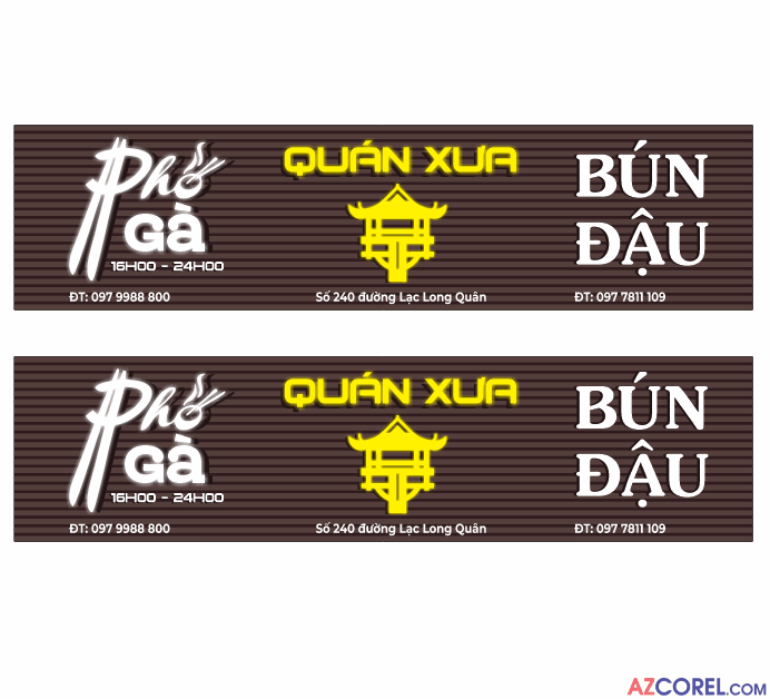 Biển quảng cáo Quán Xưa phở gà và bún đậu