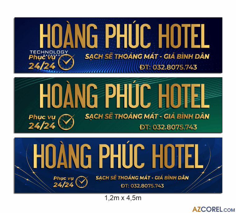 Biển quảng cáo nhà nghỉ Hoàng Phúc Hotel file corel