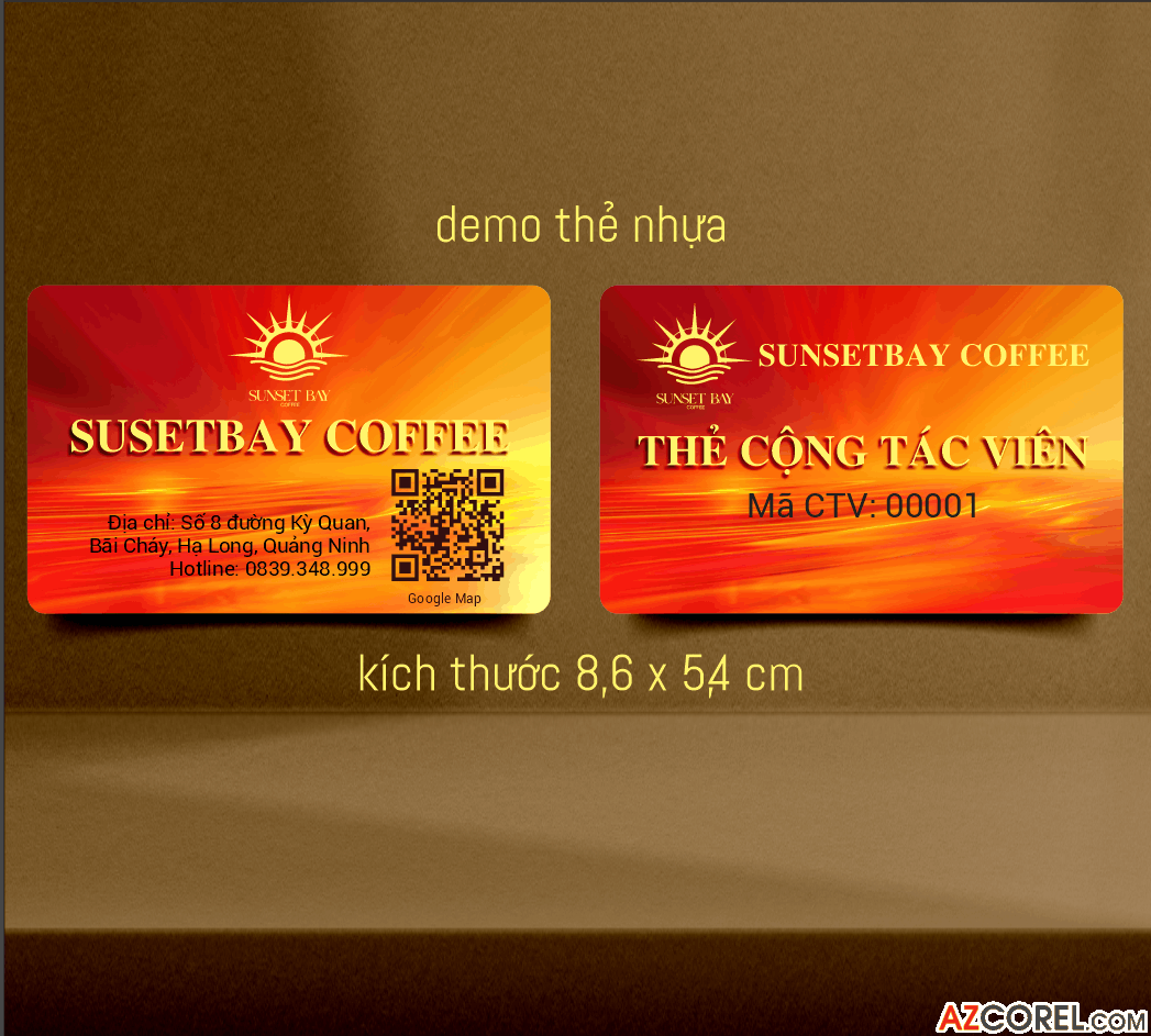 Demo thẻ nhựa cộng tác viên Sunsetbay Coffee