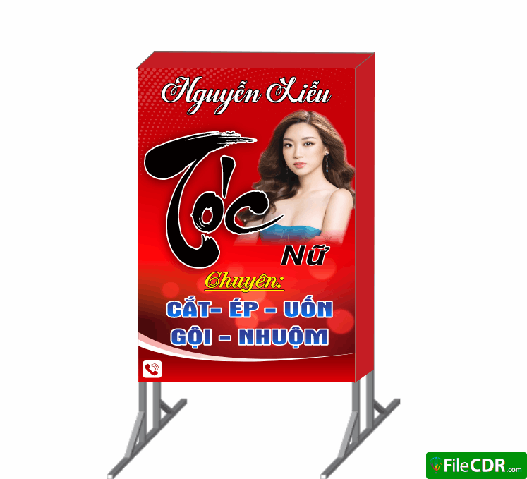 Demo mẫu biển vẫy Tóc nữ Nguyễn Liễu file cdr