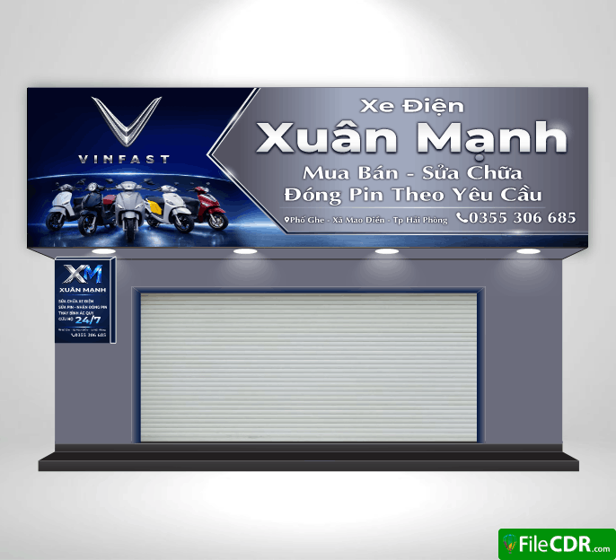 Biển bảng Xe điện Xuân Mạnh Vinfast file cdr