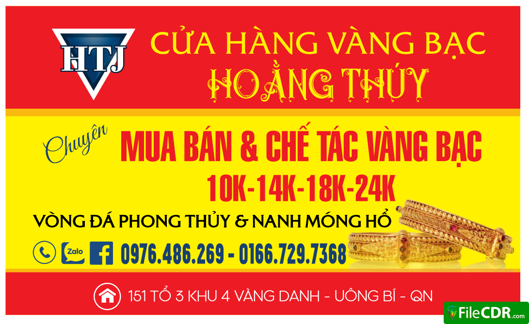 Card visit Cửa hàng Vàng Bạc Hoàng Thúy file cdr