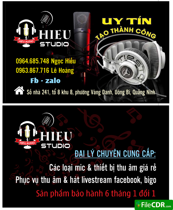 Card visit Hiếu Audio chuyên thiết bị thu âm file cdr